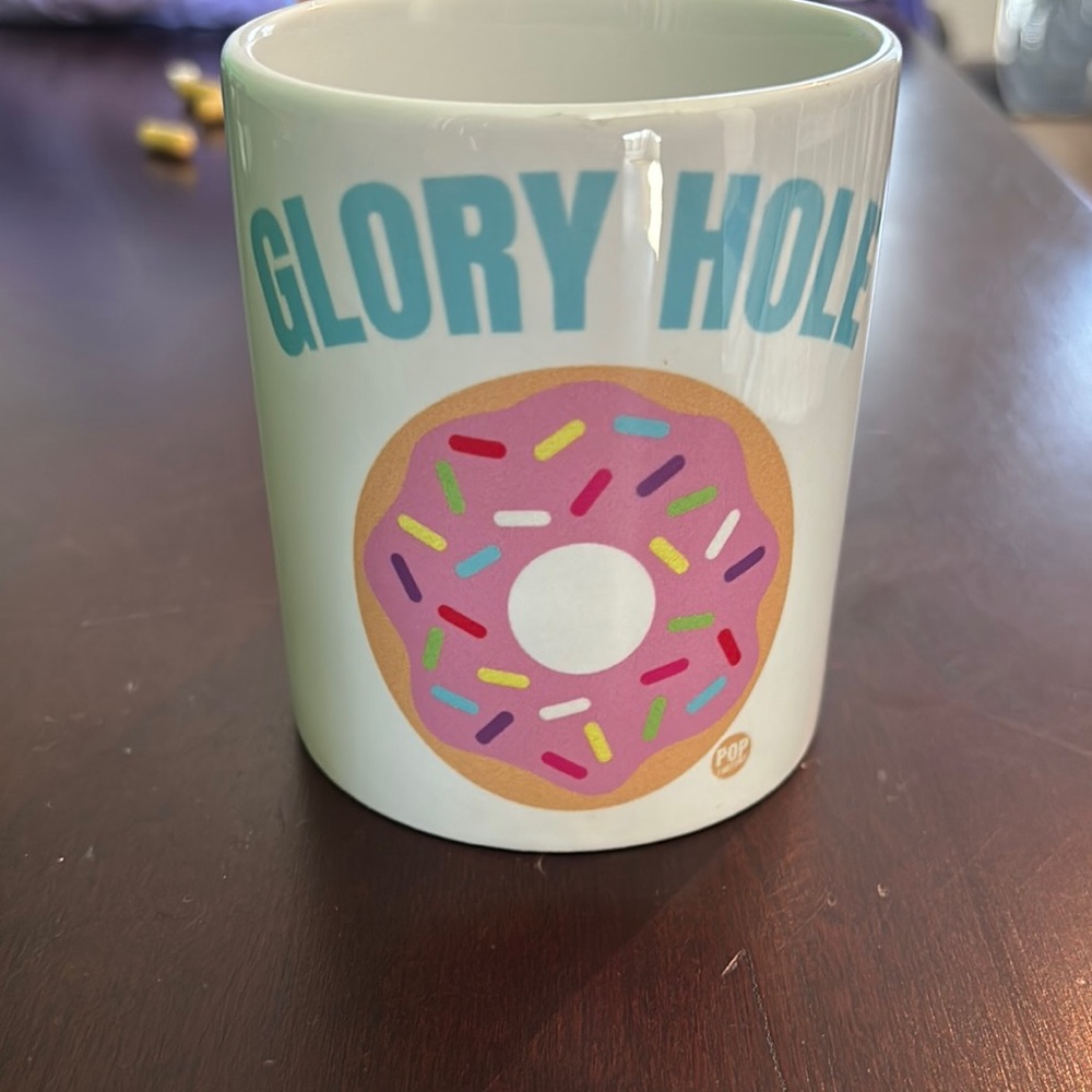 White and Pink Donut Design Mugs for Dining